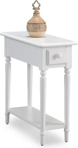 Vista 13 de Leick Home 9018-BR - Mesa auxiliar de patas de cabriole francés con un cajón, con estante, color marrón cereza