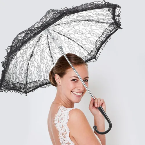 Vista 4 de GANAZONO Paraguas de encaje Paraguas Vintage Bordado Parasol Romántico Señora Blanco