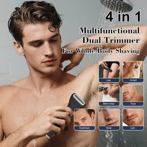 Vista 7 de Hatteker Recortadora de pelo corporal multifuncional 4 en 1 para hombres, IPX7 impermeable para ingle y cuerpo, afeitadora eléctrica recargable