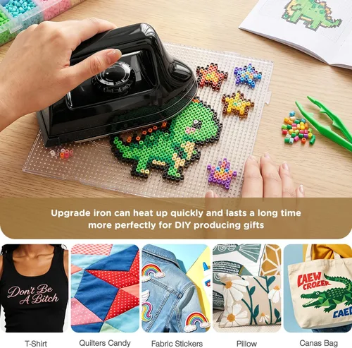 Vista 4 de Mini plancha para ropa, plancha de viaje, pequeña máquina eléctrica de prensa de calor para manualidades de camisetas, plancha portátil para la Negro