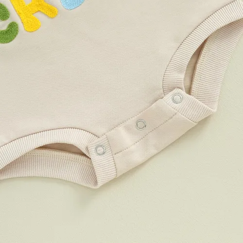 Vista 6 de BOIBOKOKO Ropa de bebé recién nacido, sudadera con estampado de letras de amor, mameluco de una pieza para otoño e invierno
