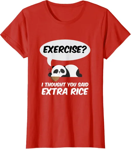 Vista 103 de ¿Ejercicio? I Thought You Said Extra Rice Panda Gift T-Shirt, Negro, S