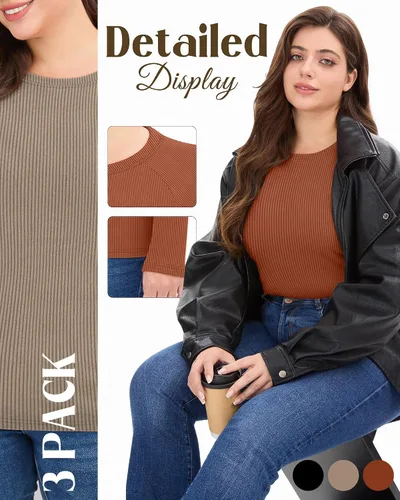 Vista 4 de Paquete de 3 camisas térmicas de manga larga acanaladas