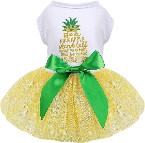 Vista 9 de Yikeyo Vestido de perro para primavera y verano, ropa de perro para perros pequeños, falda para perros pequeños, vestidos de cachorro, vestido