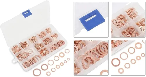 Vista 3 de for Solid Copper Gasket Set 15 Sizes Oil Pan Seal for Solid Copper 150 pieces, 15 metric sizes M5- for m22, organized plastic case, easy storage