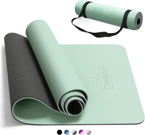 Vista 12 de CAMBIVO Tapete de yoga para mujeres, hombres y niños, 1/3, 1/4 y 2/5 pulgadas, extra grueso, antideslizante, 72 x 24 pulgadas, tapete de yoga