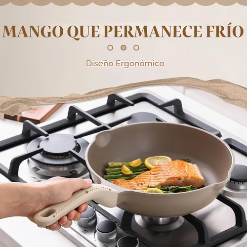 Vista 7 de PRICUSIS Sartén antiadherente profunda para freír con tapa de vidrio, 10 pulgadas (3.2 cuartos de galón), sartén antiadherente para saltear 5 veces