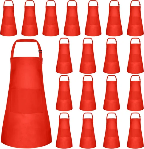 Vista 17 de Juego de 5 delantales para niños, delantal ajustable para niños con 2 bolsillos, delantal de chef para niños para pintar, cocinar, hornear, Negro
