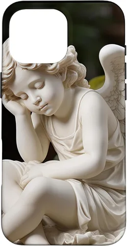 Vista 19 de Funda para iPhone 12 Pro Max con diseño de ángel durmiente para jardín, estatua de querubín