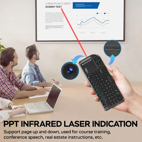 Vista 4 de Mini Teclado Inalámbrico, Mini Teclado Bluetooth con Panel Táctil Sensible, 2.4G/Bluetooth 5.1 Modo Dual Recargable Portátil, para Smart