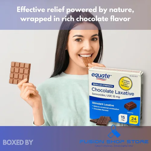 Vista 2 de Laxantes de chocolate - Chocolate laxante Senna 24 ct, 15 mg (paquete de 3), en caja por Fusion Shop Store