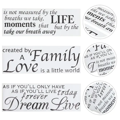 Vista 6 de EXCEART Calcomanías de pared para el hogar, 3 hojas de calcomanías motivacionales para pared, calcomanías de letras inglesas, eslogan de letras