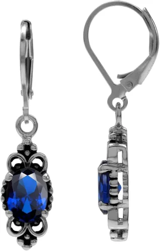 Vista 11 de Silvershake - Aretes de plata de ley 925 con piedra natal ovalada, 8 x 6 mm, acabado antiguo o bañados en oro amarillo, estilo balinés, con cierre