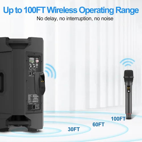 Vista 5 de Aveek Micrófono inalámbrico para karaoke, micrófono de mano profesional para cantar con receptor recargable, micrófono de karaoke inalámbrico