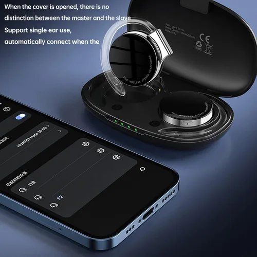 Vista 9 de Jectse Auriculares con clip, Bluetooth 5.2 con estuche de carga, modo brillante, llamadas binaurales HD, color negro