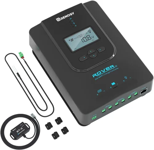 Vista 9 de Renogy Controlador de Carga Solar (Bluetooth) - Rover 20A 12V24V Entrada CC Automática MPPT Controladores de Carga para Paneles Solares LCD
