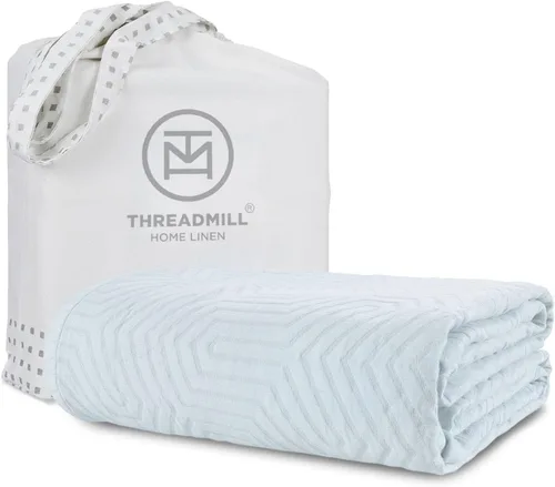 Vista 14 de Threadmill Mantas de algodón de lujo para cama de tamaño Queen Manta de tamaño Queen 100% algodón para todas las estaciones Aster Jacquard