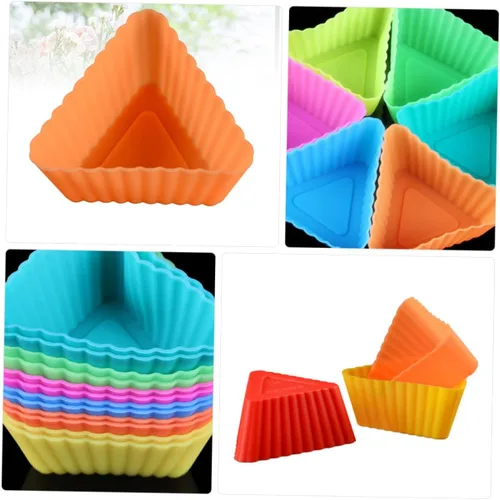 Vista 6 de Moldes de silicona para magdalenas triangulares, mini velas de silicona para tartas, molde para tartas de chocolate, tazas de papel, molde