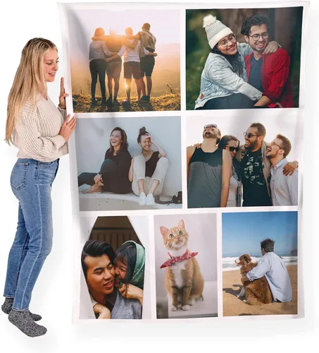 Vista 20 de FrameStory Manta personalizada con fotos y texto, totalmente personalizable con tus fotos y mensajes, manta de forro polar suave y suave, 30 x 40