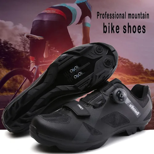 Vista 4 de Zapatos de ciclismo para hombre, zapatos de bicicleta de montaña con tacos de primera calidad, zapatos de bicicleta para hombres, zapatos