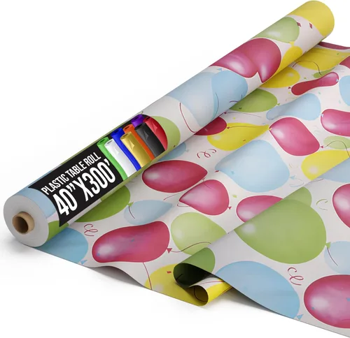 Vista 93 de Exquisito rollo de mantel de mesa de plástico aqua de Party Solids 4 piezas 40" X 300' Rollo de mantel de mesa de plástico - Rollos de mantel