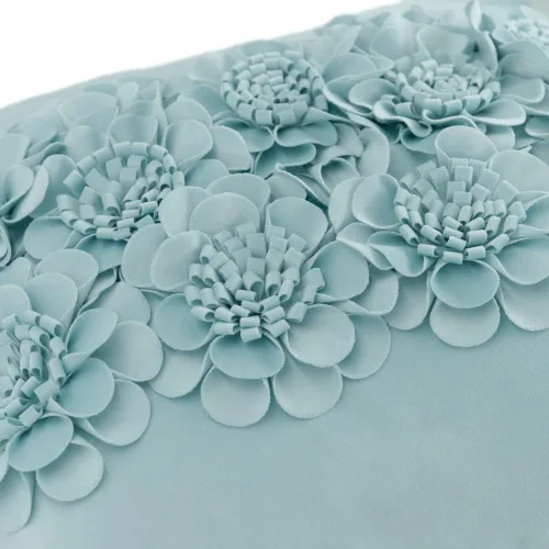 Vista 4 de JWH Fundas de cojines decorativos con flores 3D hechas a mano, estéticas, fundas de almohadas de acento floral, fundas de almohada de terciopelo Azul