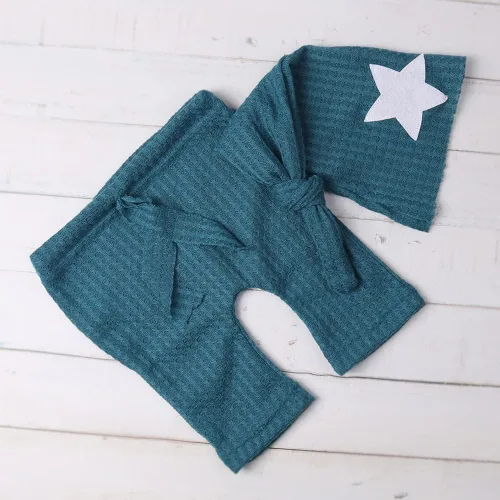 Vista 3 de Trajes de fotografía para recién nacidos, accesorios de fotografía para niños, estrellas, sombrero para dormir, pantalón para sesión de fotos