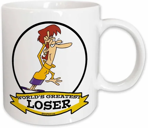 Vista 13 de 3dRose Taza de café, tamaño – 15 oz – Funny Worlds Greatest Loser Lady Cartoon Worlds Greatest Cartoons – divertido regalo de taza de café
