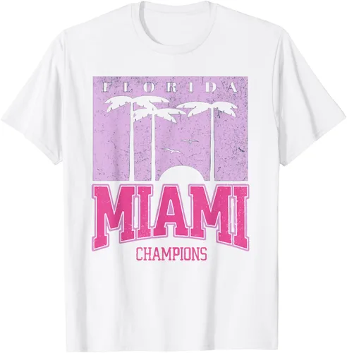 Vista 19 de MIAMI Beach Sunset Camiseta Florida Miami Palm Trees Camiseta Camiseta, Negro