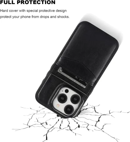 Vista 6 de KIHUWEY Compatible con iPhone 15 Pro Funda Cartera con Soporte para Tarjetas de Crédito, Tapa de Cuero Premium con Cierre Magnético y Soporte, Funda