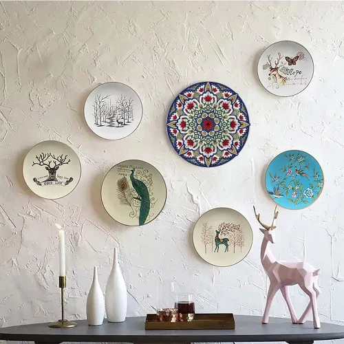 Vista 5 de Platos de cerámica, platos de cerámica decorativos marroquíes, estilo vintage mediterráneo, 7 pulgadas, para comedor, fiestas, bodas, multicolor