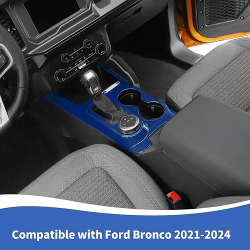 Vista 3 de RAZPOY Cubierta para panel de palanca de cambios para consola central, compatible con accesorios interiores Ford Bronco 2021-2024, color azul
