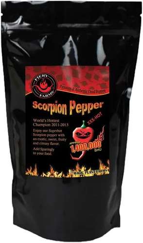 Vista 7 de Pimiento trinidad escorpión seco, picante, difícil de encontrar, edición limitada de la pimienta más caliente en el mundo, 1.4 millones shu