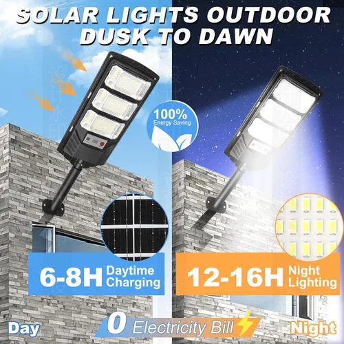Vista 2 de Luces solares impermeables para exteriores, paquete de 2 unidades, luz solar de inundación con sensor de movimiento para exteriores, luz LED