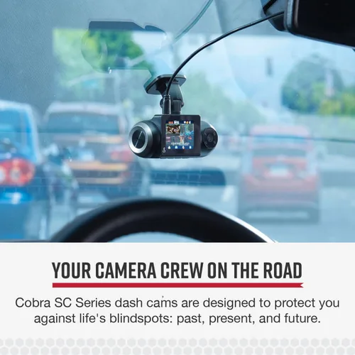 Vista 2 de Cobra Cámara de tablero inteligente con cámara interior (SC 201) - Resolución Full HD 1080P, WiFi y GPS integrados, alertas policiales en vivo