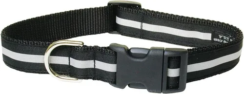 Vista 8 de Collar de perro con calavera reflectante negra: 1/2 pulgada de ancho, se ajusta de 6 a 12 pulgadas, fabricado en Estados Unidos. Negro