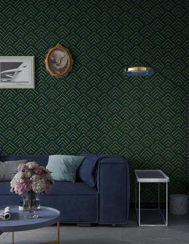 Vista 8 de Heroad Papel tapiz para despegar y pegar, color verde oscuro y dorado, papel tapiz geométrico, papel adhesivo verde oscuro y dorado, autoadhesivo