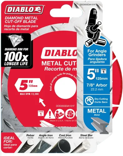 Vista 2 de Diablo Disco de corte de metal de diamante para metal, durabilidad extrema y larga vida útil, segmentado, 5 pulgadas de diámetro, eje de 7/8