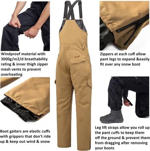 Vista 4 de Alpine Swiss Overol de nieve con aislamiento para hombre, impermeable, para esquí, snowboard