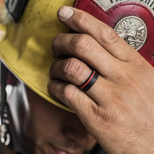 Vista 37 de QALO - Colección de anillos de silicona clásicos para hombre