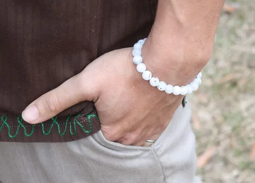 Vista 6 de Pulsera de cuarzo rosa, cristal curativo de 0.315 in para el amor, unisex