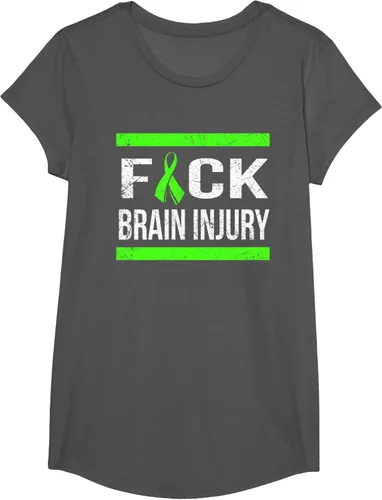 Vista 42 de Apoyo Daño cerebral Concienciación T Shirt, mujer L, Asphalt Negro