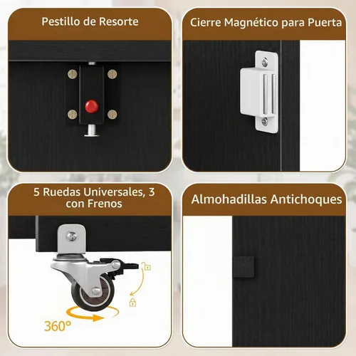 Vista 7 de GIANTEX Mesa de costura plegable con estación de carga, bandejas de Negro