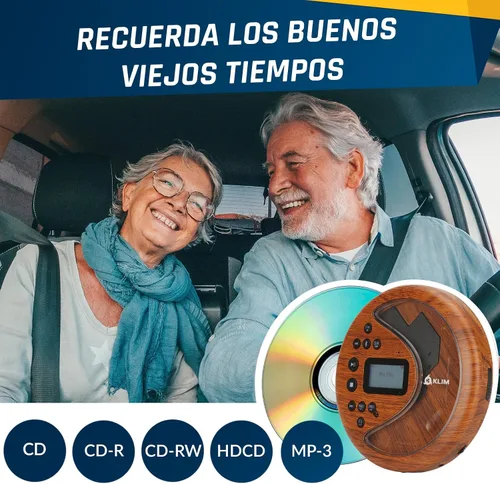Vista 7 de KLIM Discover Wood + Reproductor de CD portátil Walkman con batería de larga duración + Nuevo + con auriculares + Radio FM + Reproductor de CD MP3