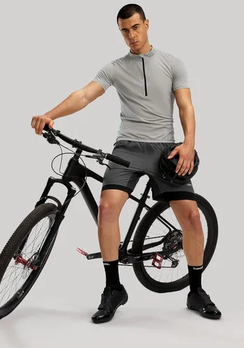 Vista 6 de Bikewa Pantalones cortos de ciclismo de montaña para hombre, con acolchado 3D, ajuste holgado, con bolsillos con cremallera