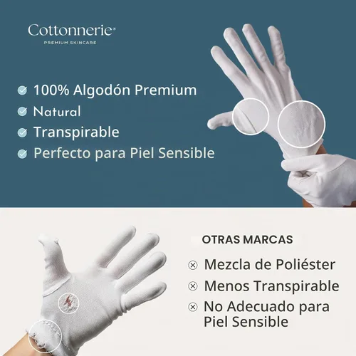 Vista 3 de 4 Pairs Cottonnerie Original Cotton Gloves for Dry Hands Sleeping, Moisturizing Gloves Overnight, Hand Moisturizer Gloves, Moisture Gloves for Dry