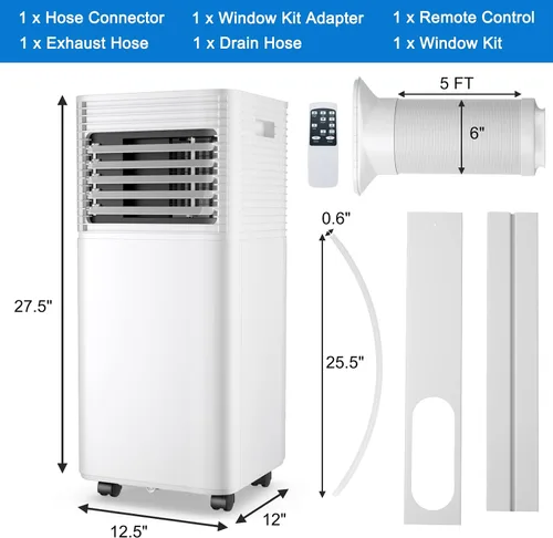 Vista 7 de GOFLAME Aire acondicionado portátil, potente unidad de CA de 8000 BTU con control remoto y 4 ruedas universales, enfriador de aire 3 en 1