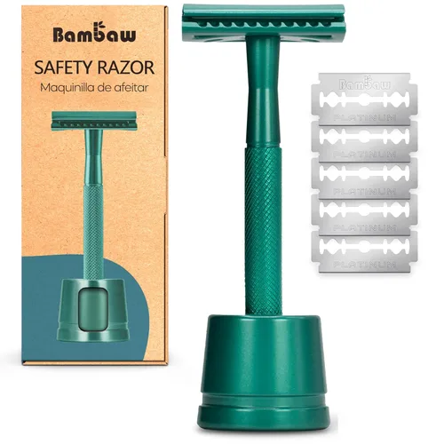 Vista 14 de Bambaw Maquinilla de afeitar de seguridad para hombres con 5 cuchillas, maquinilla de afeitar de seguridad de doble filo para hombres, maquinilla