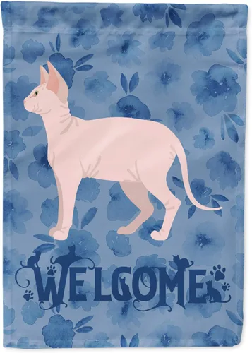 Vista 32 de Caroline's Treasures CK4813CHF - Bandera de bienvenida con gato abisinio azul, manga grande, para porche, para colgar en la pared, poliéster