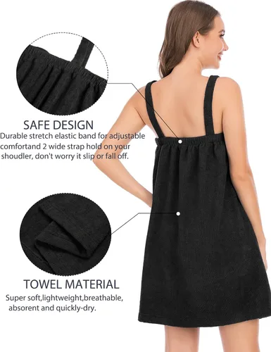 Vista 4 de Rubehoow Bata de baño para mujer con cierre de velcro ajustable con bolsillos y diadema facial